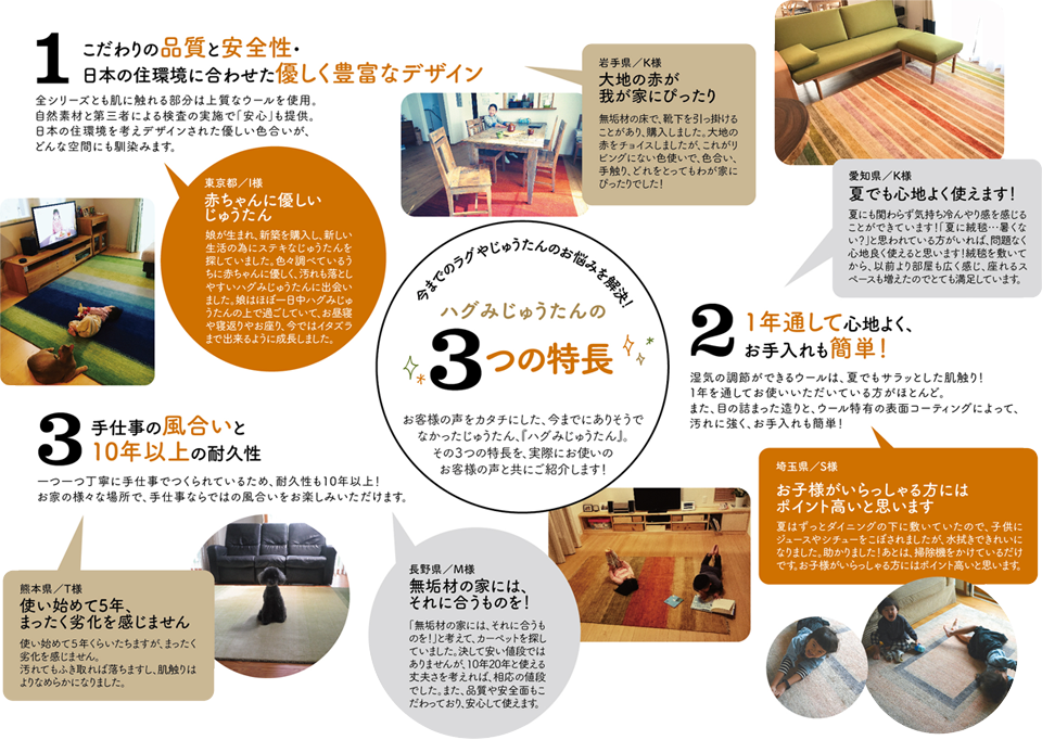 ハグみのじゅうたんの3つの特長